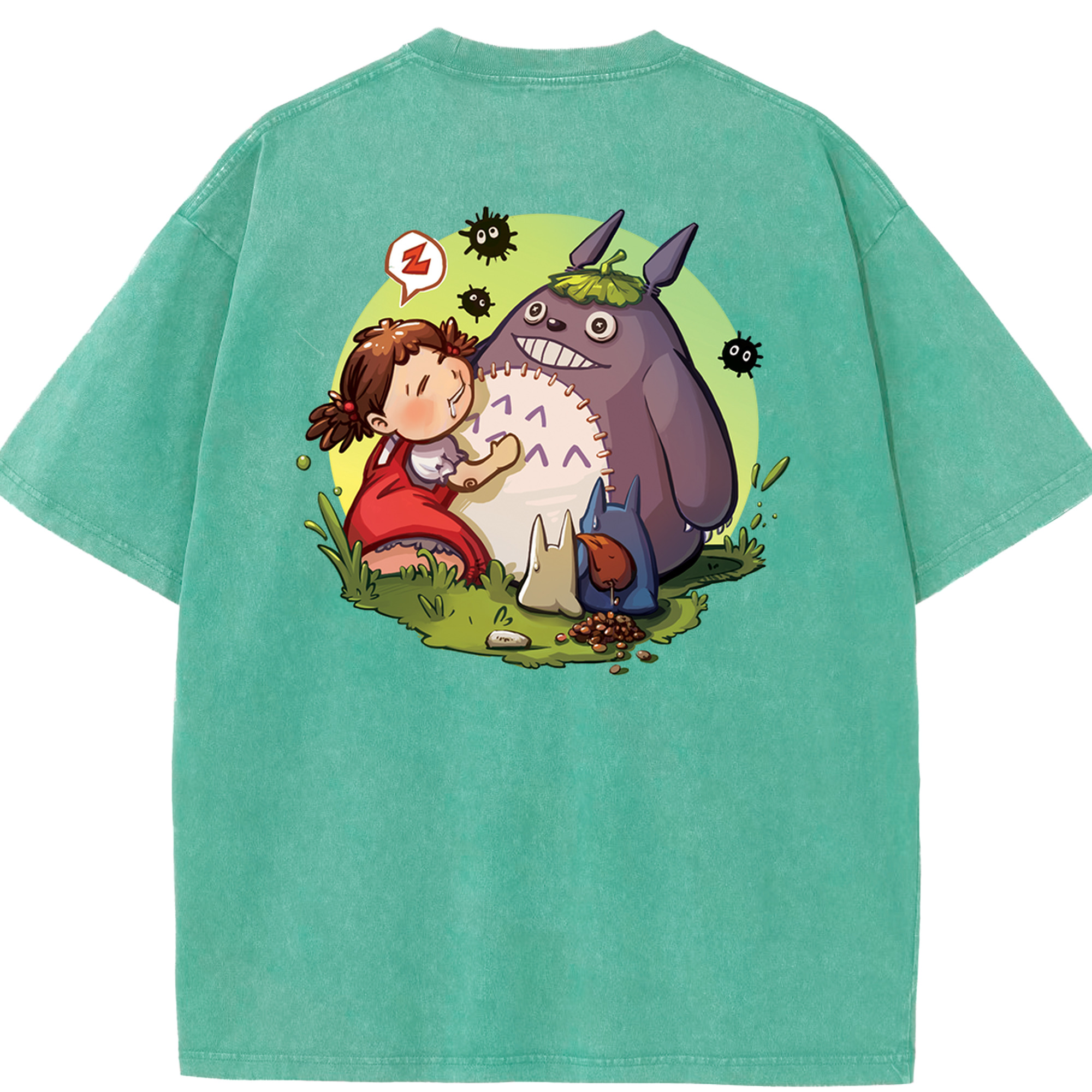 （画像用） となりのトトロ 草壁メイ 草壁サツキ My Neighbor Totoro Satsuki Kusakabe Mei Kusakabe 綿100% ヴィンテージ風 半袖Tシャツ（背面プリント）